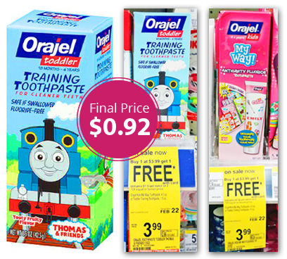 Orajel Kids or Toddler Toothpaste Only $0 92 at Walgreens Orajel Kids or Toddler Toothpaste Only $0 92 at Walgreens