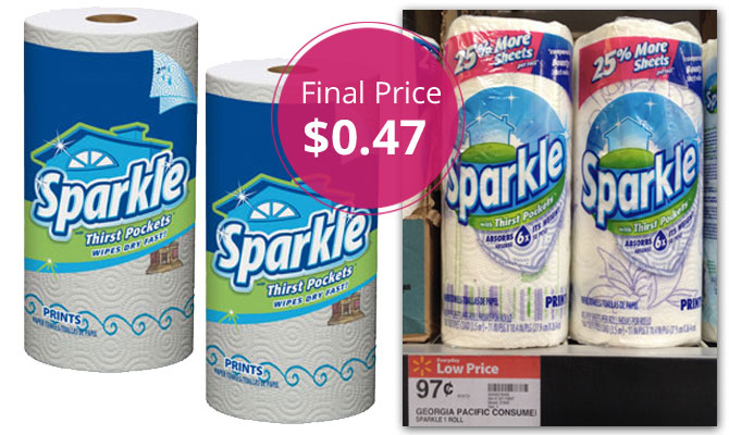 Sparkle Paper Towel Roll, Only $0.47 at Walmart! - The Krazy ...