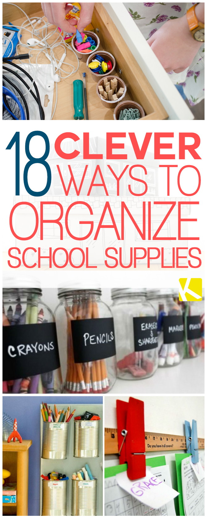 18 Clever Ways to Organize School Supplies The Krazy Coupon Lady