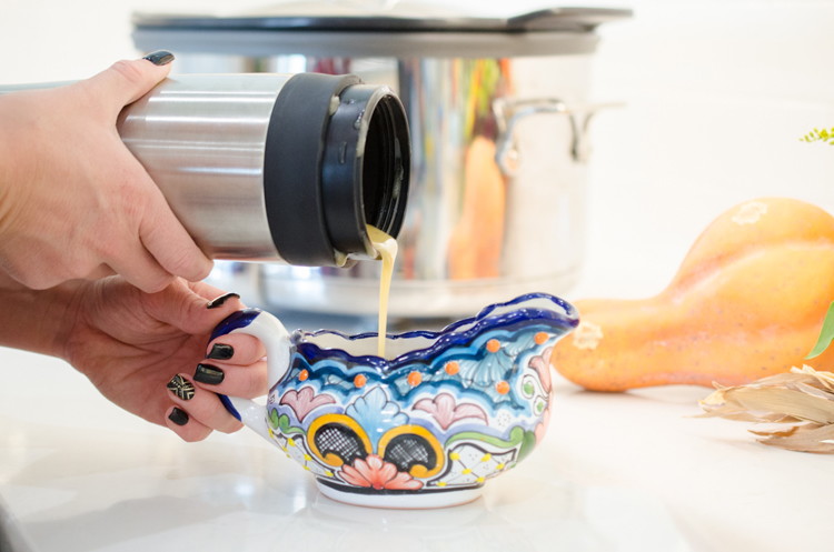 Use a thermos as a gravy warmer to free up space on the stove.
