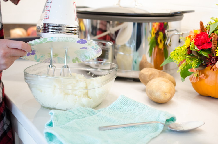 Use a paper plate as a hand-mixer splash guard.