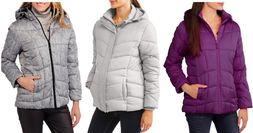 faded glory women's hooded puffer coat