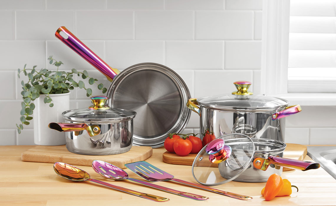 Mainstays 10-Piece Iridescent Cookware Set, $18.50 at Walmart! - The ...