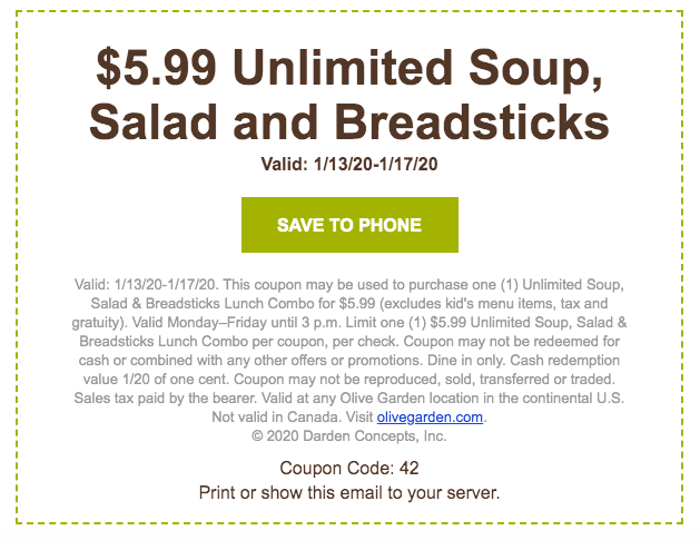 Top 3 Olive Garden Deals You Can Get Today A Couponer S Life