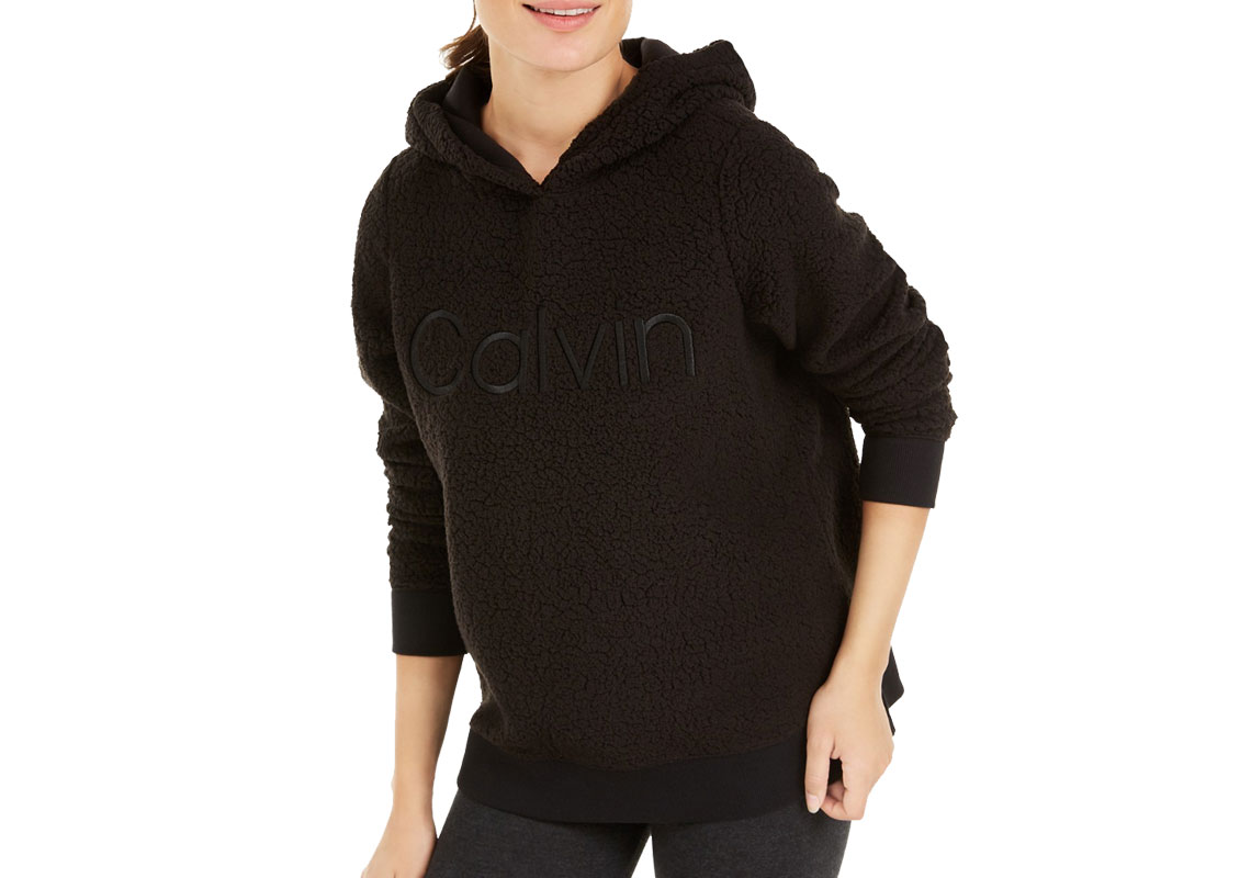 calvin klein performance logo fleece hoodie