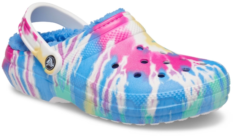 light blue crocs with fur