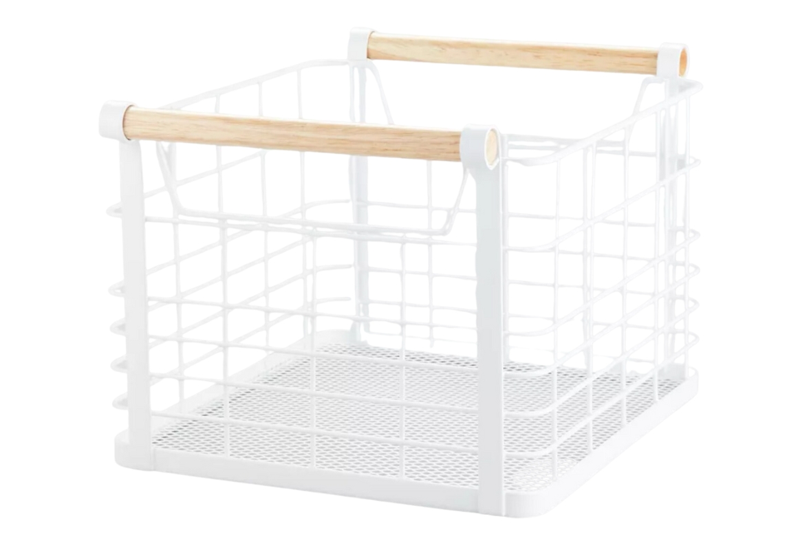 Wire Milk Crate With Wood Handles
