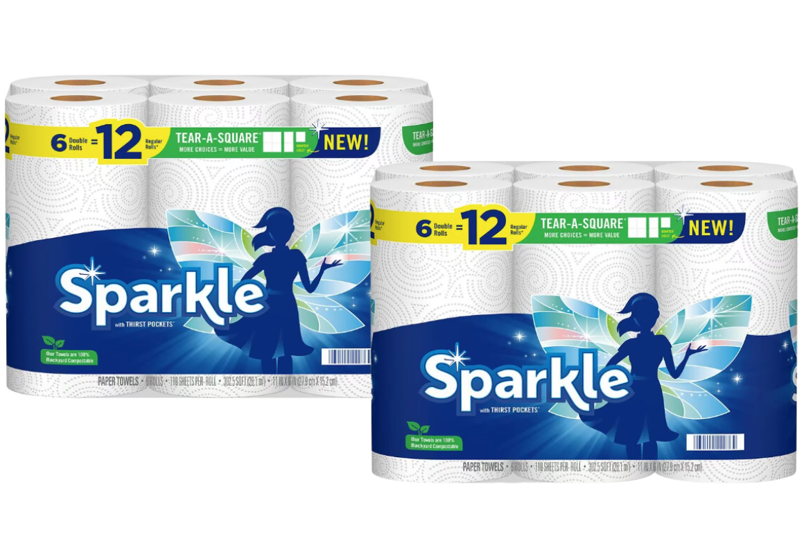 2 Sparkle Paper Towels — 12 Rolls Total