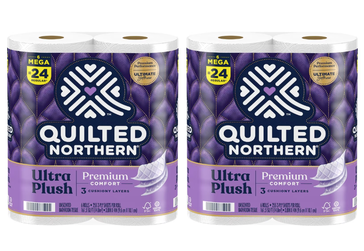 2 Quilted Northern Bath Tissue — 12 Rolls Total