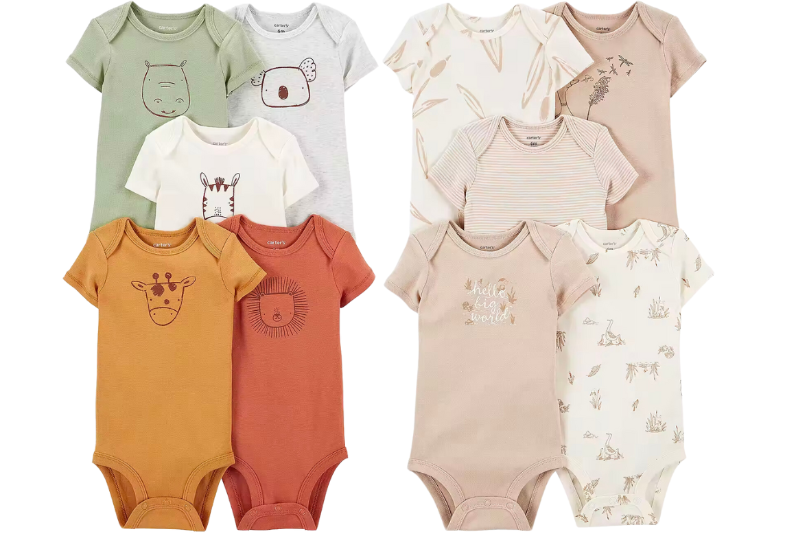 7 5-Packs of Baby Bodysuits