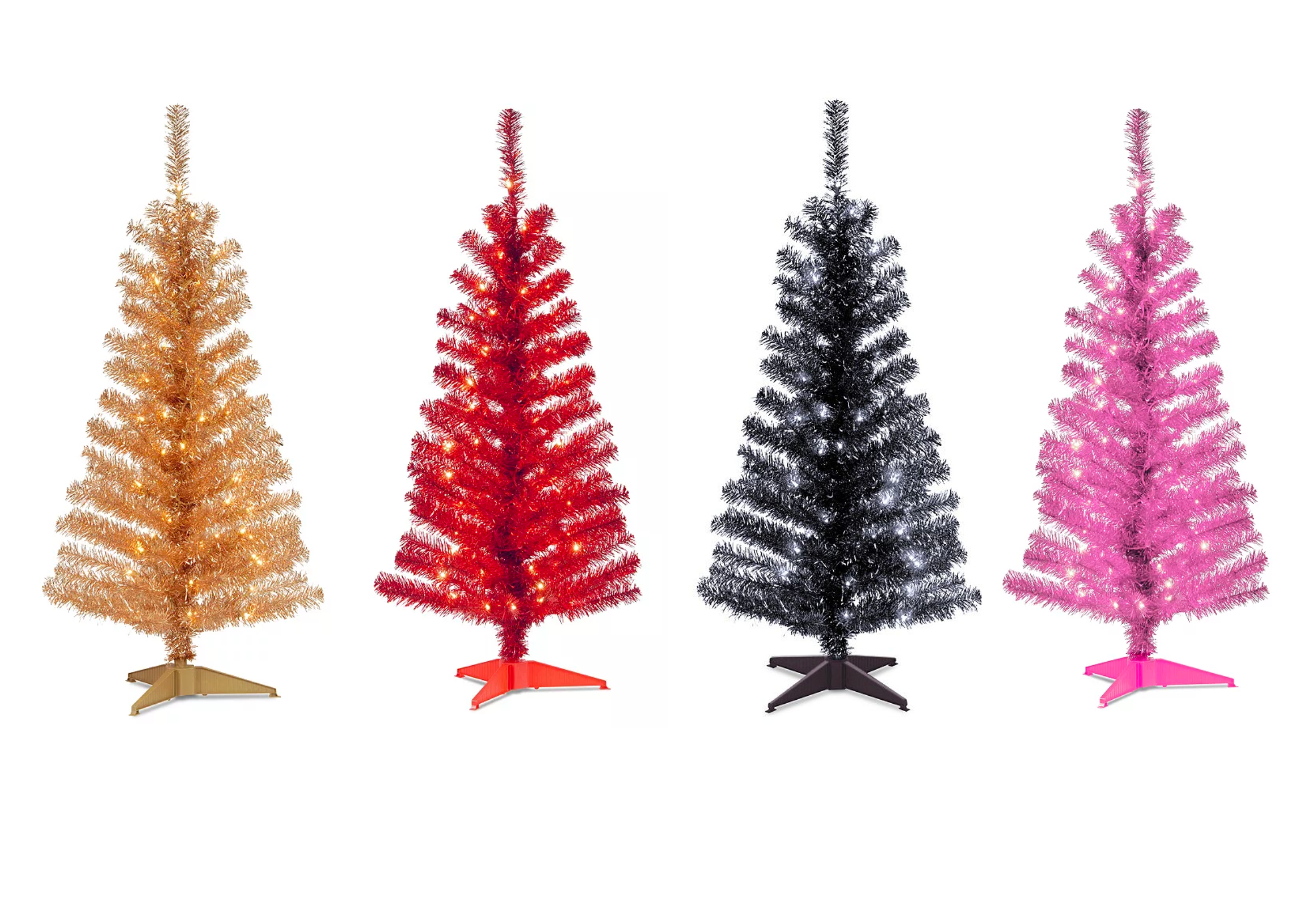 4-Foot Pre-Lit Tinsel Christmas Tree