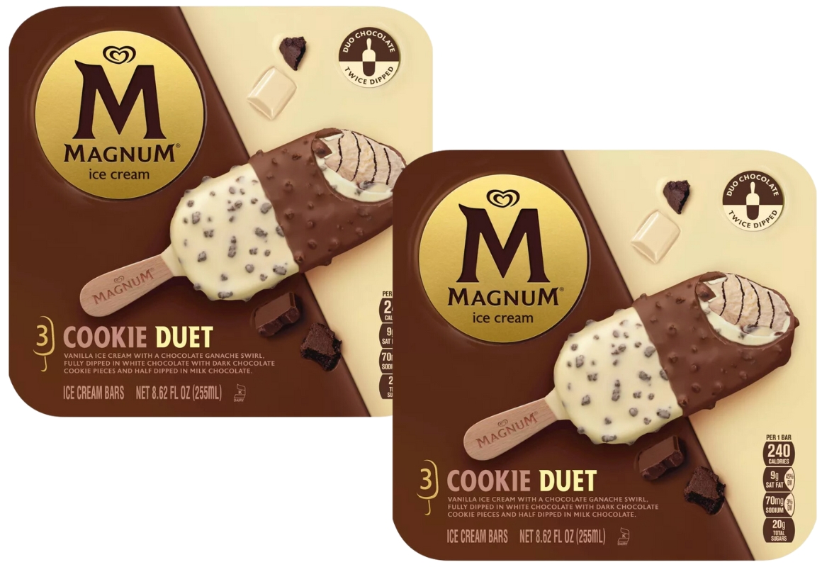 2 Magnum Cookie Duet Ice Cream Bars