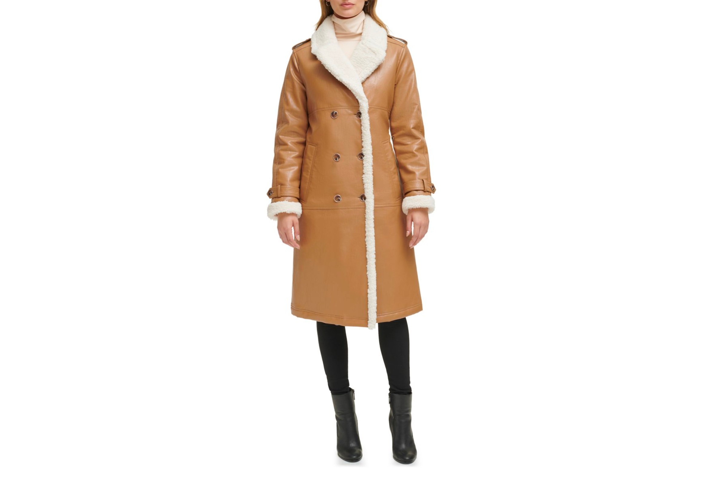 Kenneth Cole Women's Faux Leather Fur Peacoat