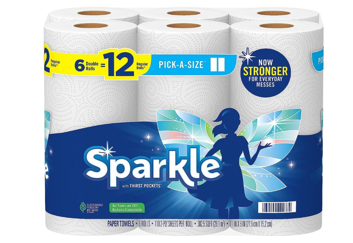 6 Double Rolls of Sparkle Paper Towels