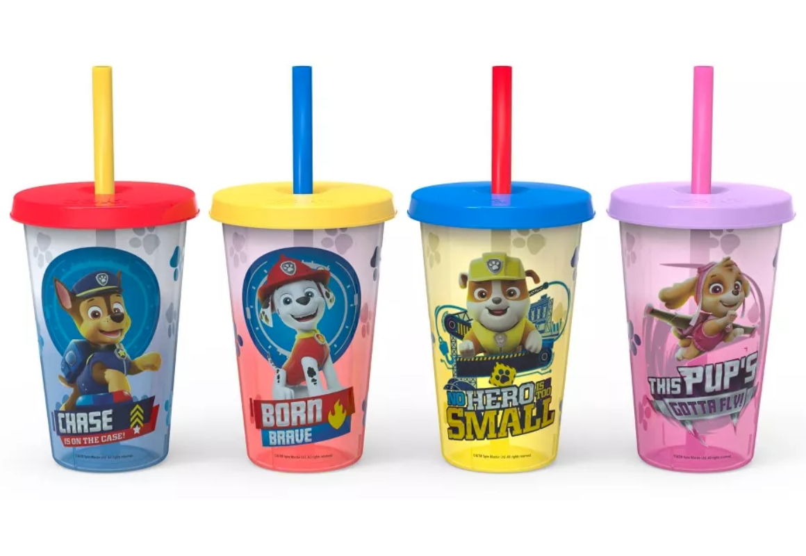 Paw Patrol Color Change Lidded Straw Tumblers 4-Pack