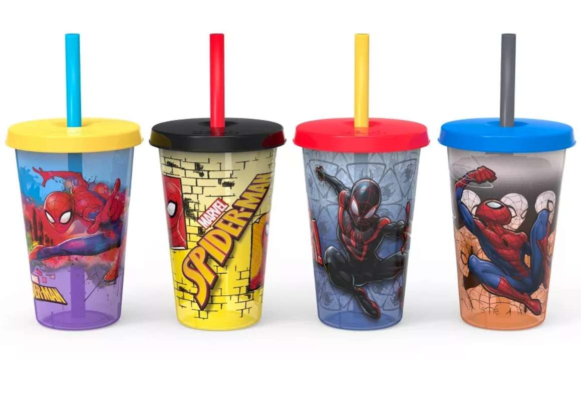 Spider-Man Color Change Lidded Straw Tumblers 4-Pack
